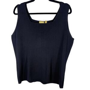 Caslon, Size 1X, Black Knit Tank Top, Pointelle, Square Neck, Plus Size, EUC